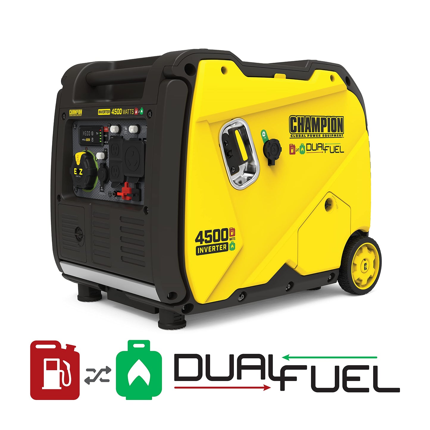 Champion Power Equipment 200988 4500-Watt Dual Fuel RV Ready Portable Inverter Generator, Electric Start