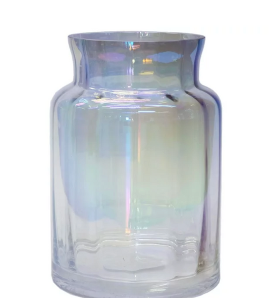 Mainstays 7.9" Iridescent Glass Vase Container ( 7.8"H x 5.5"W x 5.5"D)